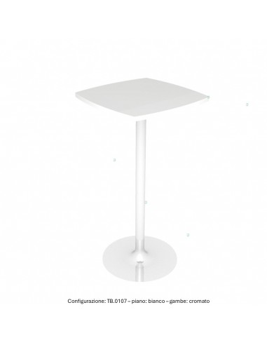 Tavolo alto base in acciaio a calice tonda e piano quadro sagomato melaminico SEIPO TB.0107 img bianco