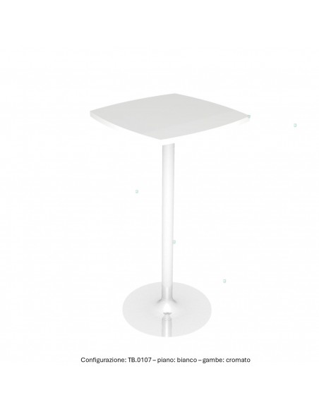 Tavolo alto base in acciaio a calice tonda e piano quadro sagomato melaminico SEIPO TB.0107 img bianco
