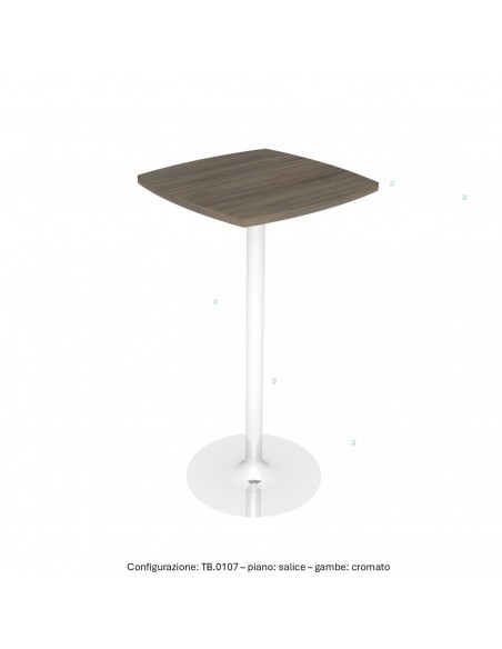 Tavolo alto base in acciaio a calice tonda e piano quadro sagomato melaminico SEIPO TB.0107 img salice