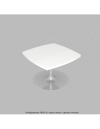 Tavolo attesa base in acciaio a calice tonda e piano quadro sagomato melaminico SEIPO TB.0112 img bianco