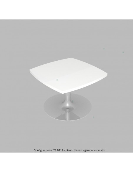 Tavolo attesa base in acciaio a calice tonda e piano quadro sagomato melaminico SEIPO TB.0112 img bianco