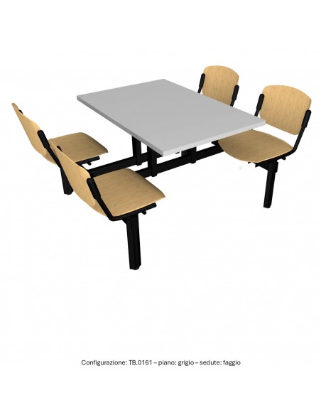 Monoblocco mensa con sedute in faggio fisse melaminico SEIPO TB.0161 img grigio
