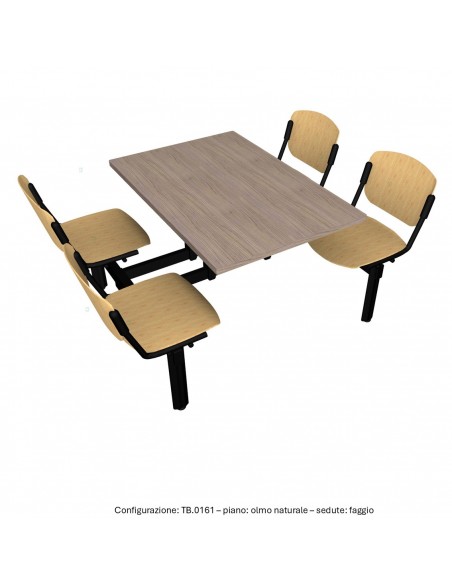 Monoblocco mensa con sedute in faggio fisse melaminico SEIPO TB.0161 img olmo naturale