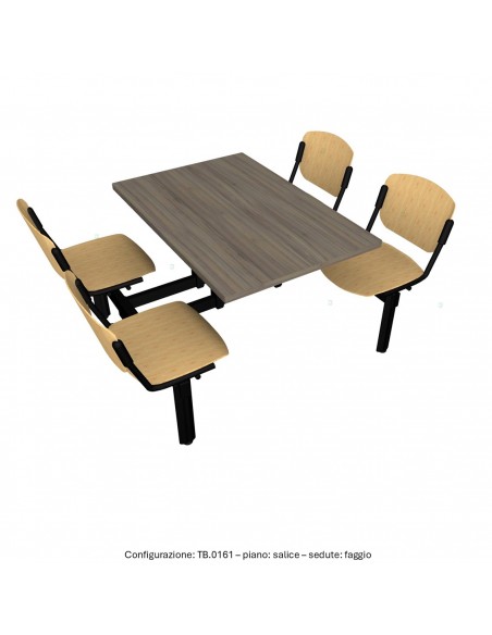 Monoblocco mensa con sedute in faggio fisse melaminico SEIPO TB.0161 img salice