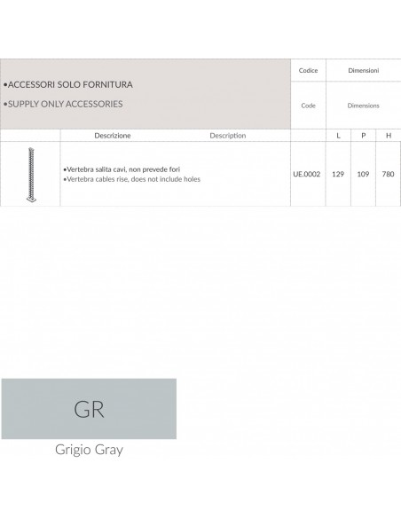 Vertebra salita cavi, non prevede fori SEIPO UE.0002 tec