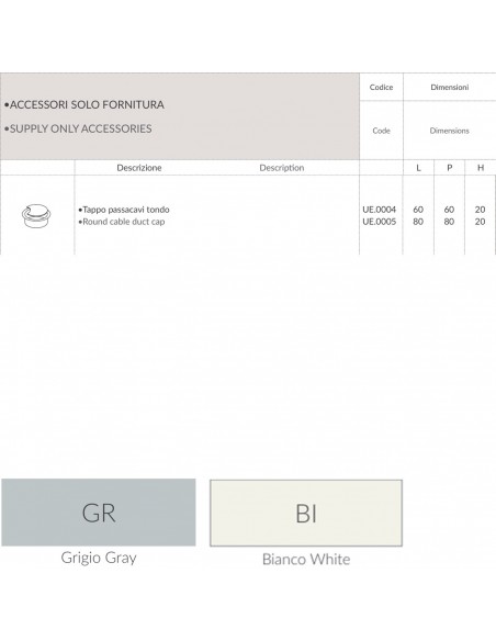 Tappo passacavi tondo SEIPO UE.0004 UE.0005 tec
