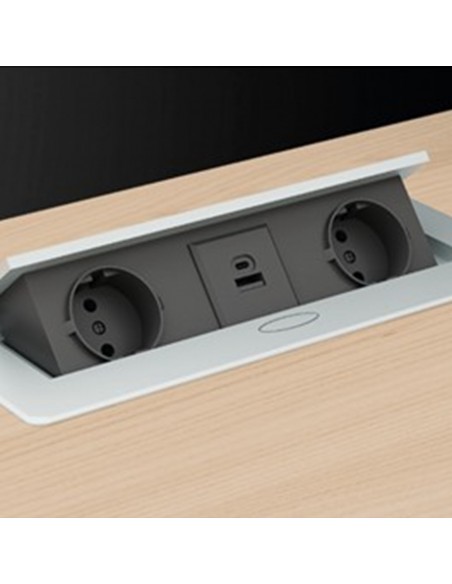 Multipresa Atom 2 prese Schuko 13 A -2 USB 5V DC con apertura automatica SEIPO UE.0011 img