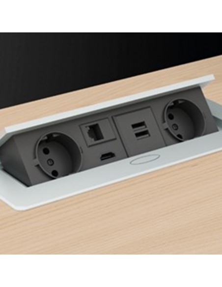 Multipresa Atom 2 prese Schuko 13 A -2 USB-C 5V DC - 1 RJ45 - 1 HDMI con apertura automatica SEIPO UE.0012 img