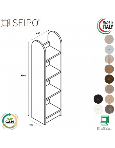 Stone RIVER MEDIUM libreria autoportante 4 ripiani SEIPO ST.0039