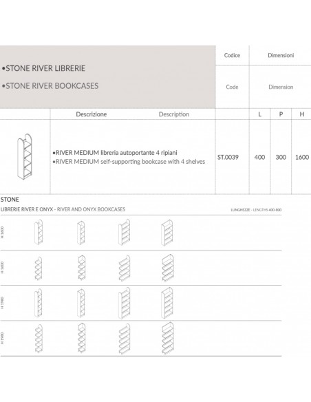 Stone RIVER MEDIUM libreria autoportante 4 ripiani SEIPO ST.0039 TECH 2