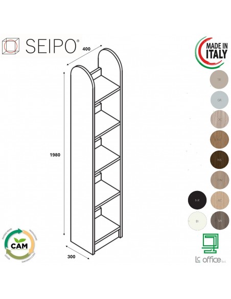 Stone RIVER TALL libreria autoportante 5 ripiani SEIPO ST.0040