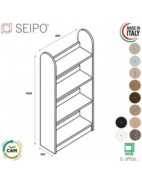 Stone RIVER MEDIUM L800 libreria autoportante 4 ripiani SEIPO ST.0041