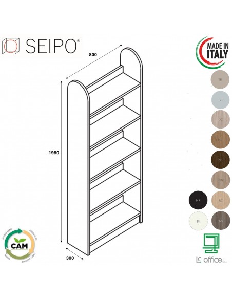 Stone RIVER TALL L800 libreria autoportante 5 ripiani SEIPO ST.0042