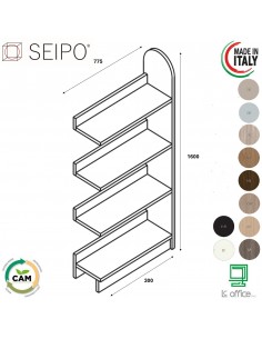Stone RIVER MEDIUM L775 elemento aggiuntivo libreria autoportante 4 ripiani SEIPO ST.0045