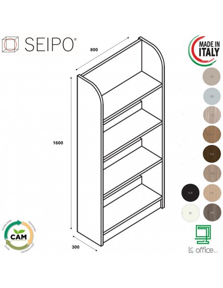 Stone ONYX MEDIUM L800 libreria a parete 4 ripiani SEIPO ST.0049