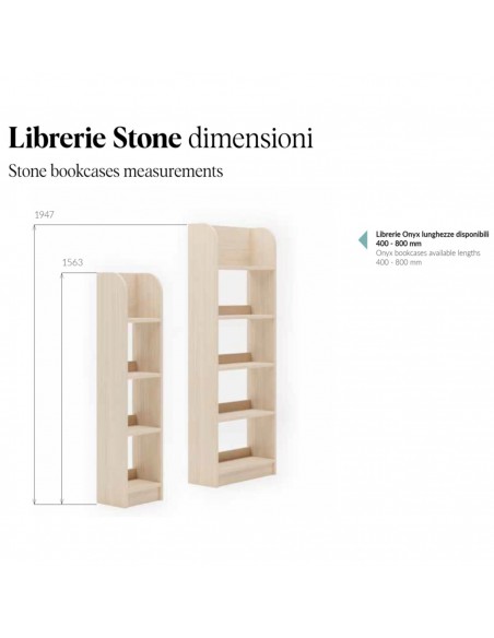 Stone ONYX MEDIUM L375 elemento aggiuntivo libreria a parete 4 ripiani SEIPO ST.0039 TECH 1