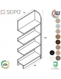 Stone ONYX MEDIUM L775 elemento aggiuntivo libreria a parete 4 ripiani SEIPO ST.0053