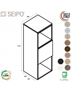CUBE Elemento due vani a giorno e anta push pull top di finitura escluso SEIPO UN.3180
