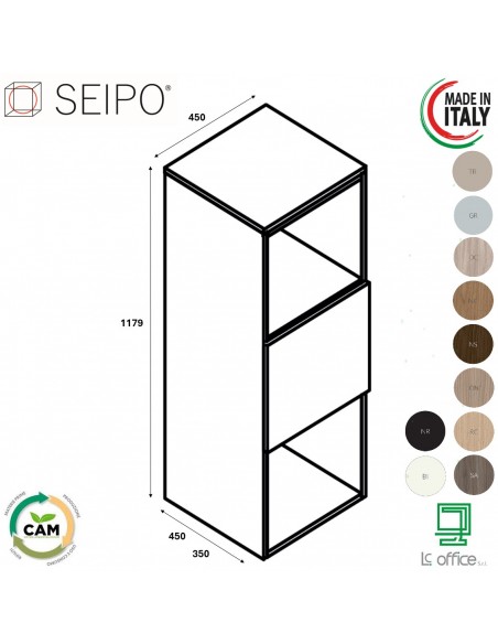 CUBE Elemento due vani a giorno e anta push pull top di finitura escluso SEIPO UN.3180
