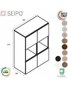 CUBE Composizione 2 elementi con top incluso con 6 vani e 4 ante SEIPO COMP 1