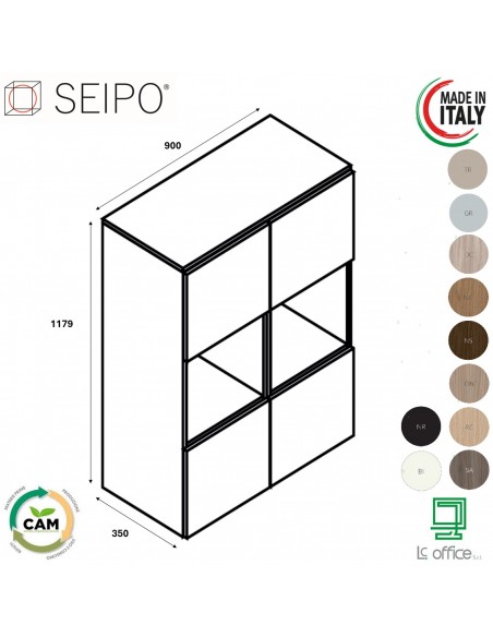 CUBE Composizione 2 elementi con top incluso con 6 vani e 4 ante SEIPO COMP 1