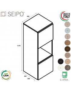 CUBE Elemento un vano a giorno e due vani ante top di finitura SEIPO UN.3181