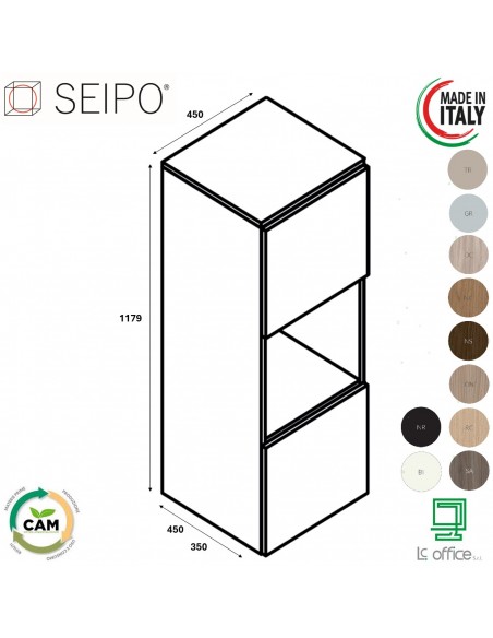 CUBE Elemento un vano a giorno e due vani ante top di finitura SEIPO UN.3181
