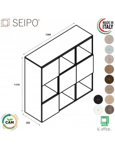 CUBE Composizione 3 elementi con top incluso con 9 vani e 4 ante SEIPO COMP 2