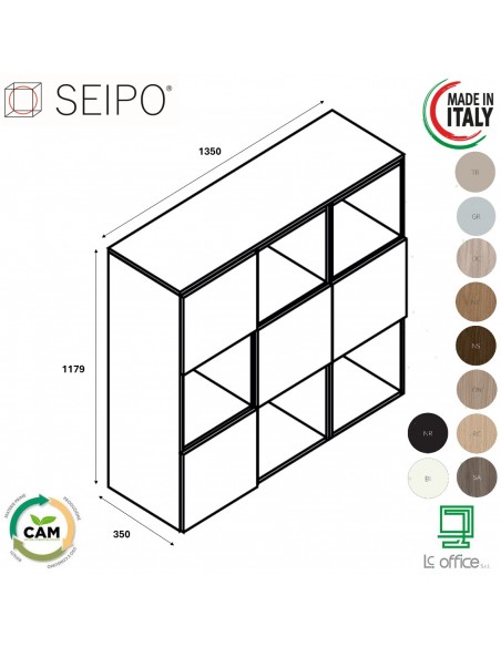 CUBE Composizione 3 elementi con top incluso con 9 vani e 4 ante SEIPO COMP 2