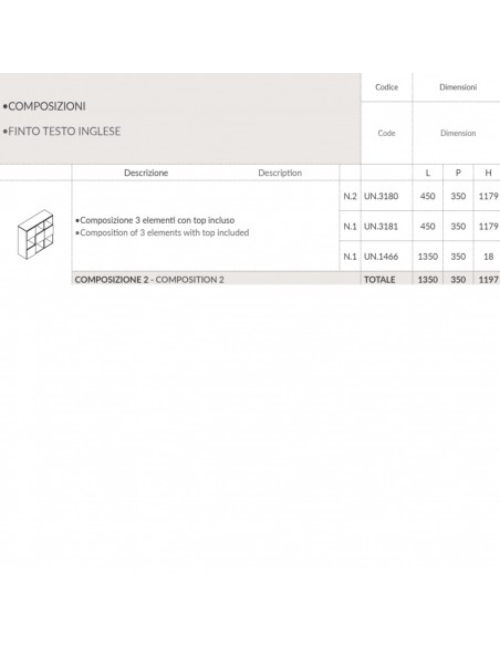 CUBE Composizione 3 elementi con top incluso con 9 vani e 4 ante SEIPO COMP 2 TECH 1
