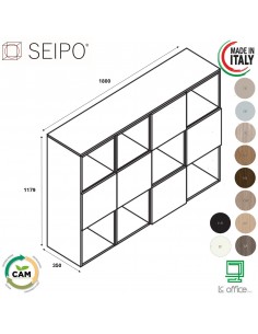 CUBE Composizione 4 elementi con top incluso con 12 vani e 5 ante SEIPO COMP 4