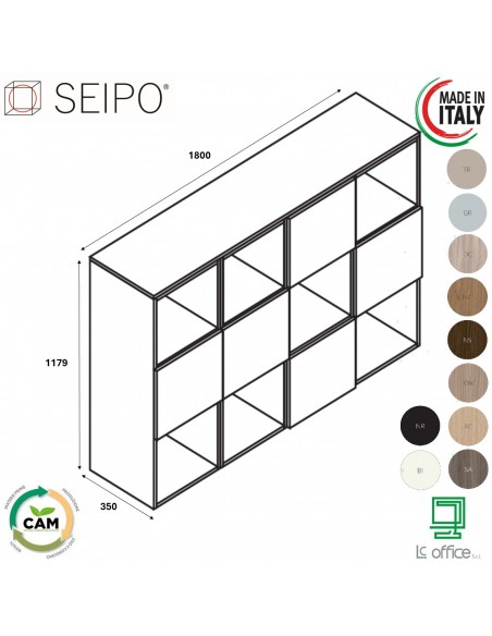 CUBE Composizione 4 elementi con top incluso con 12 vani e 5 ante SEIPO COMP 4