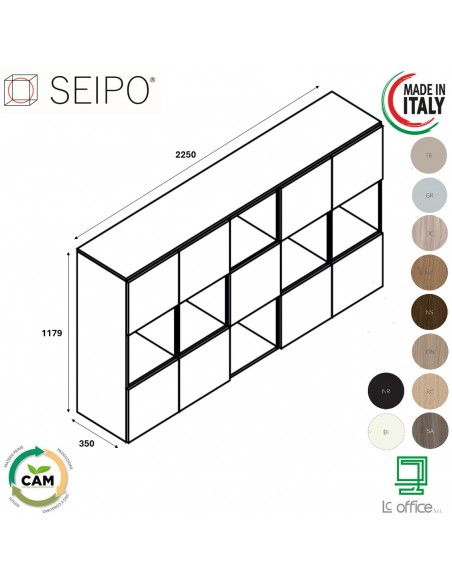 CUBE Composizione 5 elementi con top incluso con 15 vani e 9 ante SEIPO COMP 5