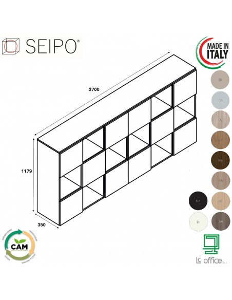 CUBE Composizione 6 elementi con top incluso con 18 vani e 10 ante SEIPO COMP 6