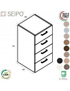 Cassettiera 4 cassetti lunghezza 450 SEIPO UN.3001