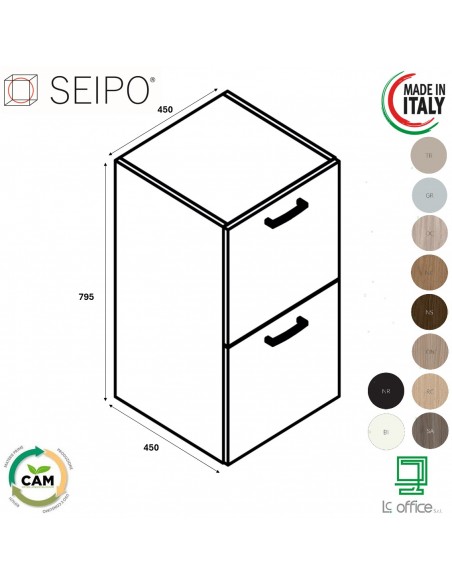 Classificatore 2 cassetti lunghezza 450 SEIPO UN.3002