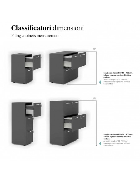 Cassettiera 4 cassetti lunghezza 450 SEIPO UN.3001 TECH