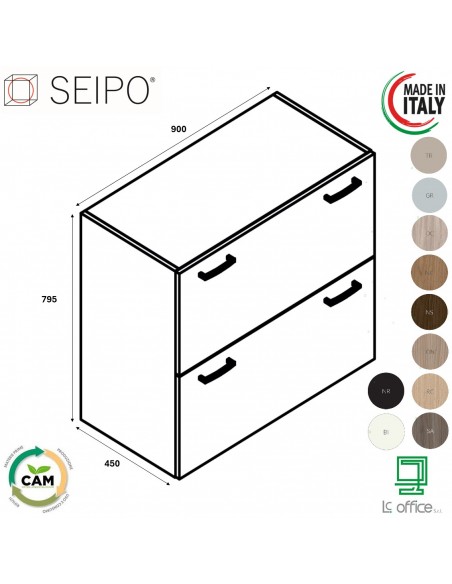 Classificatore 2 cassetti lunghezza 900 SEIPO UN.3003