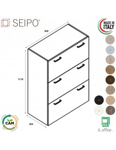 Classificatore 3 cassetti lunghezza 900 SEIPO UN.3005