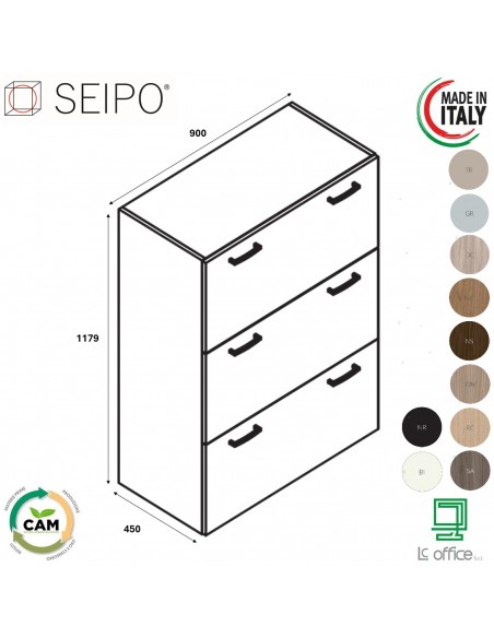 Classificatore 3 cassetti lunghezza 900 SEIPO UN.3005