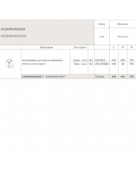 Contenitore H795 con anta in melaminico SEIPO COMPOSIZIONE 7 TECH