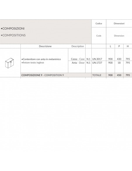 Contenitore H795 con anta in melaminico SEIPO COMPOSIZIONE 9 TECH