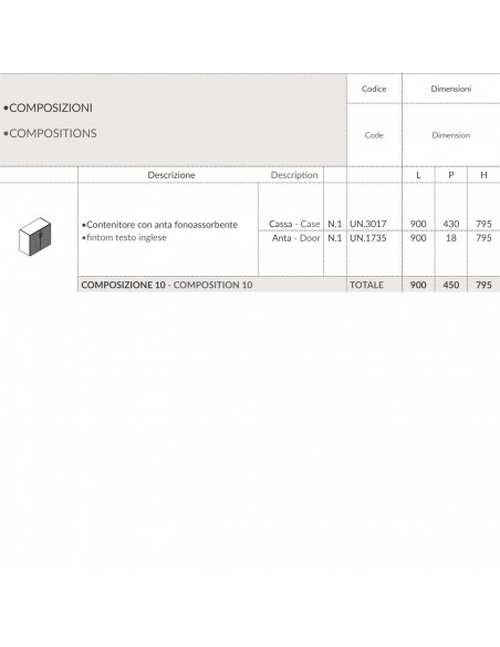 Contenitore H795 Contenitore con anta fonoassorbente SEIPO COMPOSIZIONE 10 TECH