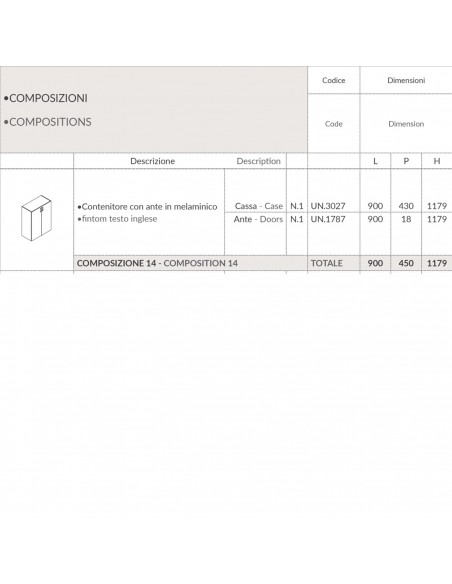Contenitore H1179 Contenitore con ante in melaminico SEIPO COMPOSIZIONE 14 TECH