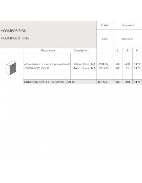 Contenitore H1179 Contenitore con ante fonoassorbenti SEIPO COMPOSIZIONE 15 TECH