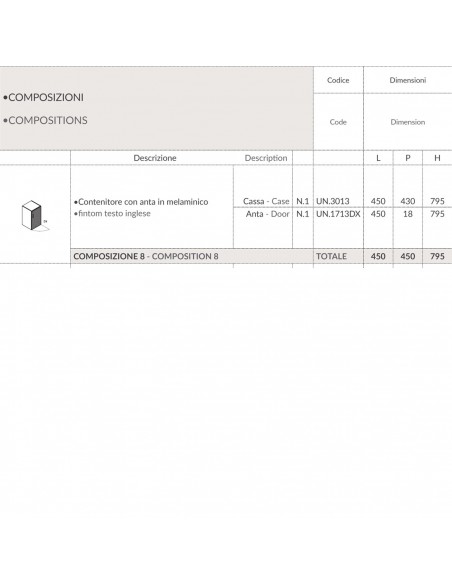 Contenitore H795 con anta fonoassorbente SEIPO COMPOSIZIONE 8 TECH