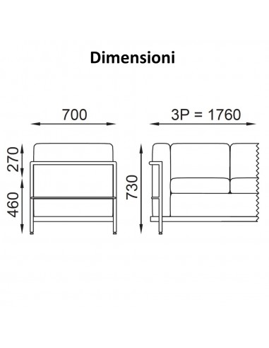 DIMENSIONE DIVANO 3 POSTI TENDER SEIPO