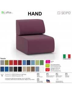 Hand H0012 Poltrona attesa singola No braccioli base 4 piedi autolivellanti Seipo tessuto V CLASS 1IM