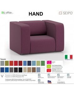 Hand H0013 poltrona attesa singola base 4 piedi autolivellanti Seipo tessuto V CLASS 1IM