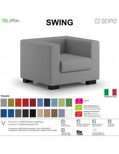SWING SW71 Poltrona attesa singolo posto imbottita Base piedi legno verniciato SEIPO Tessuto V